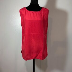 Royal Silk 100% Silk Red Sleeveless Blouse | Women's L